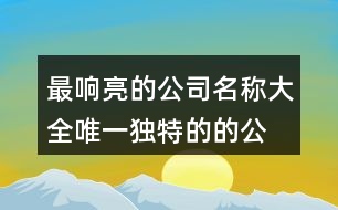 最響亮的公司名稱大全,唯一獨(dú)特的的公司好名字397個(gè)