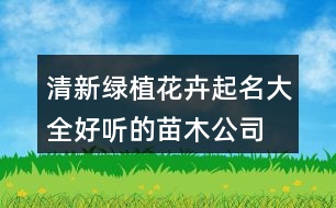 清新綠植花卉起名大全,好聽(tīng)的苗木公司名稱大全455個(gè)