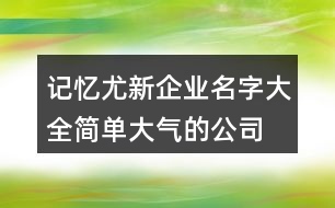 記憶尤新企業(yè)名字大全,簡單大氣的公司名稱大全397個(gè)