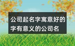 公司起名字寓意好的字,有意義的公司名字大全418個