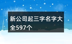 新公司起三字名字大全597個(gè)