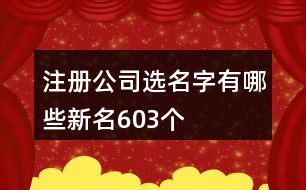 注冊公司選名字有哪些新名603個