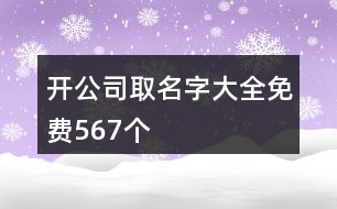 開公司取名字大全免費567個