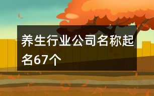 養(yǎng)生行業(yè)公司名稱起名67個(gè)