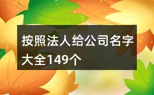 按照法人給公司名字大全149個