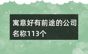 寓意好有前途的公司名稱113個