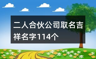 二人合伙公司取名吉祥名字114個(gè)