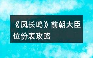 《鳳長鳴》前朝大臣位份表攻略