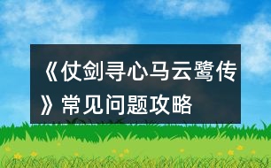 《仗劍尋心馬云鷺傳》常見問題攻略