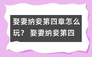 娶妻納妾第四章怎么玩？ 娶妻納妾第四章攻略