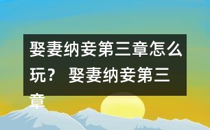 娶妻納妾第三章怎么玩？ 娶妻納妾第三章攻略