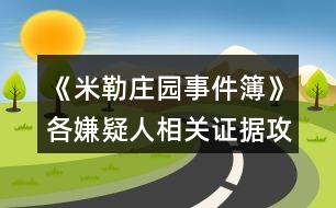 《米勒莊園事件簿》各嫌疑人相關(guān)證據(jù)攻略