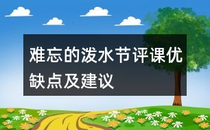 難忘的潑水節(jié)評(píng)課優(yōu)缺點(diǎn)及建議