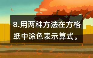 8.用兩種方法在方格紙中涂色表示算式。