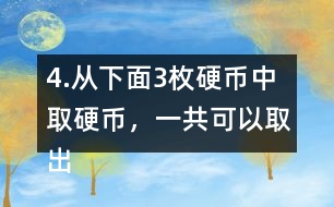 4.從下面3枚硬幣中取硬幣，一共可以取出多少種不同的幣值。