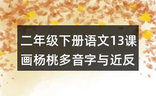 二年級(jí)下冊(cè)語(yǔ)文13課畫(huà)楊桃多音字與近反義詞