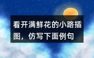 看開滿鮮花的小路插圖，仿寫下面例句