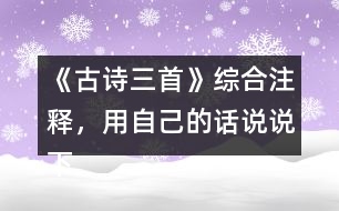 《古詩三首》綜合注釋，用自己的話說說下面詩句的意思。