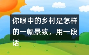 你眼中的鄉(xiāng)村是怎樣的一幅景致，用一段話寫下來