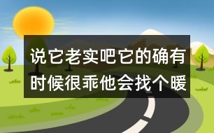 說它老實(shí)吧它的確有時(shí)候很乖他會(huì)找個(gè)暖和的地方仿寫