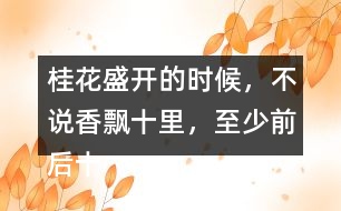 桂花盛開的時(shí)候，不說香飄十里，至少前后十幾家鄰居，沒有不浸在桂花香里的。