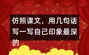 仿照課文，用幾句話寫一寫自己印象最深的某個景致。