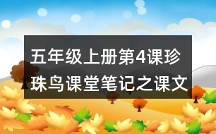 五年級(jí)上冊(cè)第4課珍珠鳥(niǎo)課堂筆記之課文主題