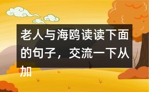 老人與海鷗讀讀下面的句子，交流一下從加點的詞句中體會到了什么，再把句子抄下來。