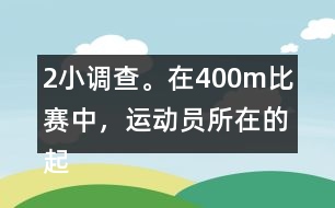 （2）小調(diào)查。在400m比賽中，運(yùn)動(dòng)員所在的起跑線位置是不一樣的，你知道這是為什么嗎？