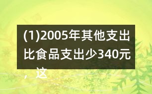 (1)2005年其他支出比食品支出少340元，這個(gè)家庭的總支出是多少元?