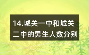 14.城關(guān)一中和城關(guān)二中的男生人數(shù)分別占全校學(xué)生總數(shù)的52％和54％，