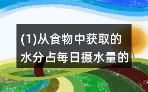 (1)從食物中獲取的水分占每日攝水量的百分之幾?