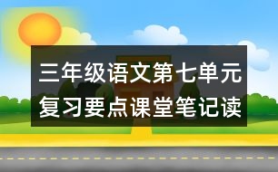 三年級語文第七單元復習要點課堂筆記讀寫提示