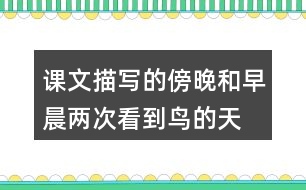 課文描寫的傍晚和早晨兩次看到“鳥的天堂”的情景有何不同？