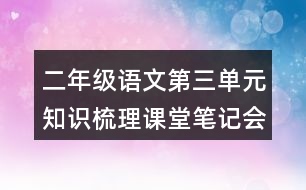 二年級(jí)語(yǔ)文第三單元知識(shí)梳理課堂筆記會(huì)寫(xiě)詞語(yǔ)