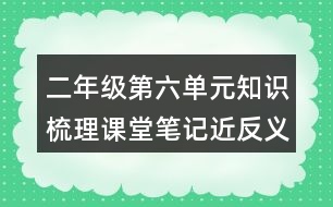 二年級(jí)第六單元知識(shí)梳理課堂筆記近反義詞