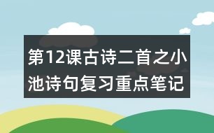 第12課古詩二首之小池詩句復習重點筆記