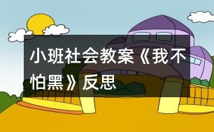 小班社會教案《我不怕黑》反思