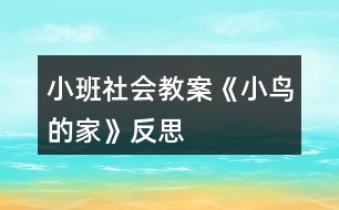 小班社會教案《小鳥的家》反思