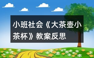 小班社會《大茶壺、小茶杯》教案反思