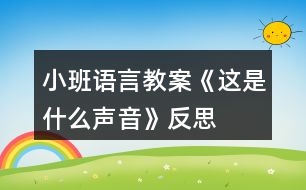 小班語言教案《這是什么聲音》反思