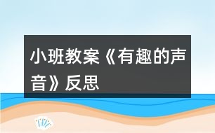 小班教案《有趣的聲音》反思