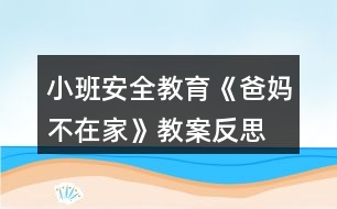 小班安全教育《爸媽不在家》教案反思