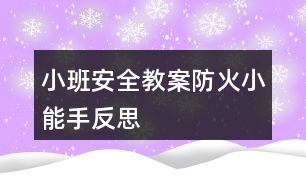 小班安全教案防火小能手反思