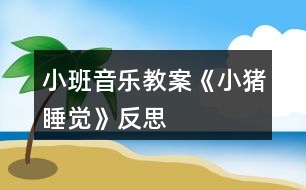 小班音樂教案《小豬睡覺》反思