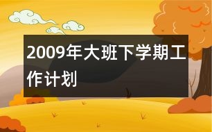 2009年大班下學期工作計劃