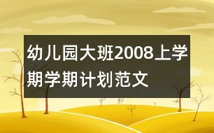 幼兒園大班2008上學(xué)期學(xué)期計劃范文