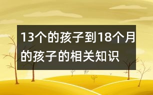 13個(gè)的孩子到18個(gè)月的孩子的相關(guān)知識