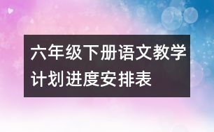 六年級下冊語文教學(xué)計劃進(jìn)度安排表