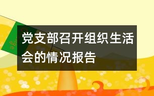 黨支部召開組織生活會的情況報(bào)告